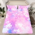 thumbnail image 2 of Homewish Watercolor Splatter Ink Queen Sheet Sets,Ink Painting Flat Sheet,Pink Purple Ombre Queen Fitted Sheet For Girls Kids,Super Cozy Room Decor,4-Piece, 2 of 7