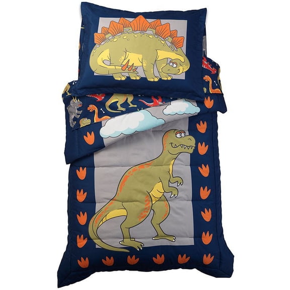 KidKraft 4 Piece Dinosaur Toddler Bedding Set in Blue