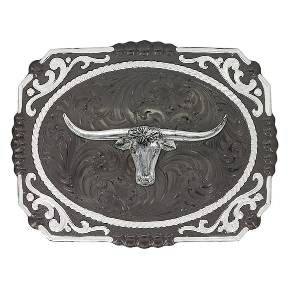 Montana Silversmiths Gunmetal Filigree Longhorn - Acc Buckle  - 25815Sb-767M
