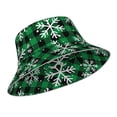 thumbnail image 2 of Gaeub Christmas Pattern At Buffalo Plaid Printed Double Sided Reflective Bucket Hat Foldable Sun Hat for Camping Hiking Fishing, 2 of 9