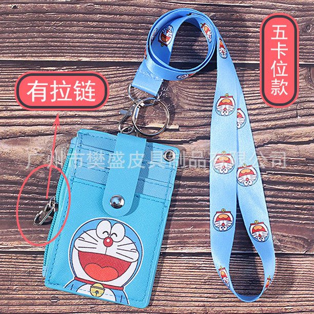 Pokemon Titulares De Tarjetas Pikachu Doraemon Estudiante Multi-Tarjeta Bus Cordón Llavero Cremallera Lindo Anime Bolsa