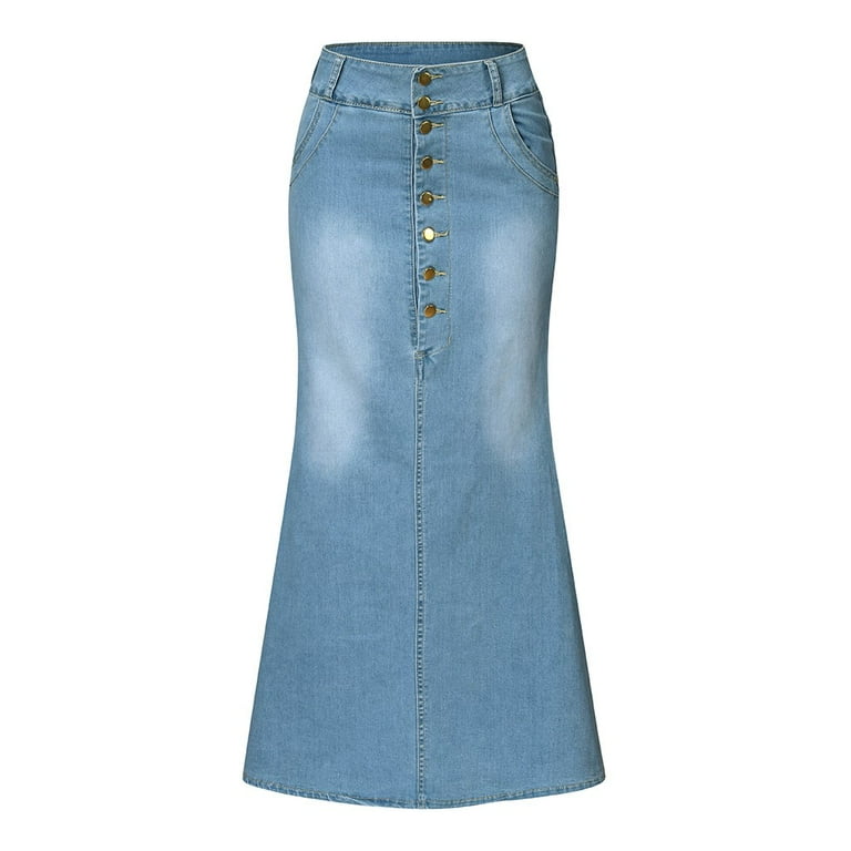 Long jean dresses and skirts sales