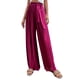 thumbnail image 1 of Pantalones De Pierna Ancha Plisados De Talle Alto Color Puro Con Cinturón Ajuste Casual Pantalones De Pierna Ancha Plisados Para Mujer Amaranto L, 1 of 7