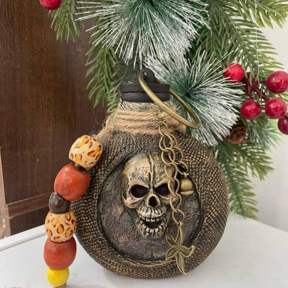 Halloween Pirate Skull Wine Bottle, Portable Classic Skull Stainless Steel Beverage Bottle, Desktop Ornaments, Theatrical Props Decoration Home Decoration.