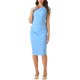 thumbnail image 2 of Vestido de verano para mujer Inspire Chic con mangas cortas, cintura plisada, elegante vestido midi XS azul, 2 of 5