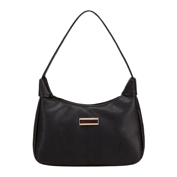 Bolso de hombro para mujer, moderno, con cierre de cremallera, para llevar debajo del brazo. Negro