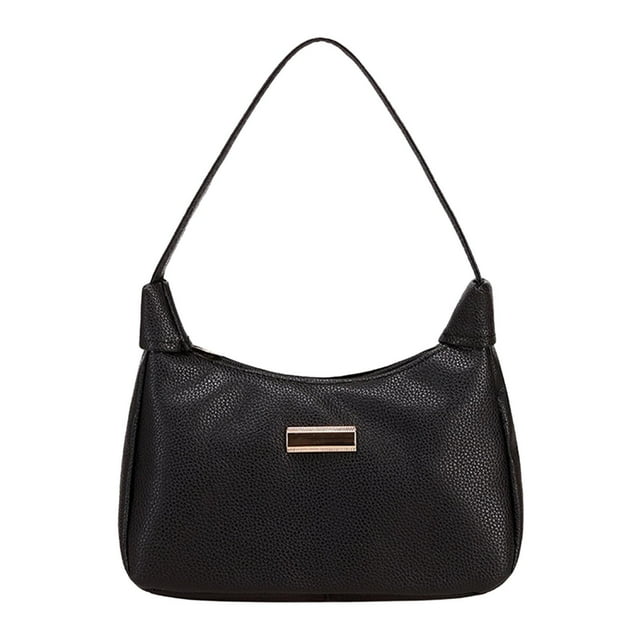 Bolso de hombro para mujer, moderno y ligero, con cierre de cremallera Negro