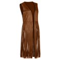 thumbnail image 5 of Ediodpoh Elegant Long Fringe Vest Cardigan for Women Soft Suede Like Fabric Open Front Mid Length Layering Piece Brown S, 5 of 6