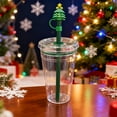 thumbnail image 5 of 16oz Christmas Plastic Cold Cups with Lids and Straws, 2 Pack Holiday Tumblers with Santa & Christmas Tree Straw Toppers, 5 of 9