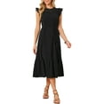 thumbnail image 4 of INSPIRE CHIC Women's Summer Eyelet Dress 2026 with Ruffle Sleeve and A-Line Midi Design S Black, 4 of 6