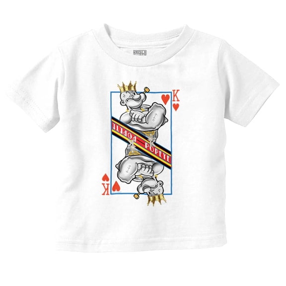 Popeye King of Hearts Playing Card Toddler Boy Girl T Shirt Infant Toddler Brisco Brands 6M
