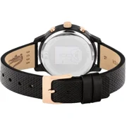 Lacoste 12.12 2001153 Chronograph Rose Gold Black Dial Leather Band Womens Watch
