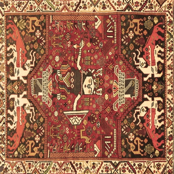 Ahgly Company Indoor Square Animal Brown Traditional Area Rugs, 4' Square
