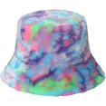 thumbnail image 3 of CoCopeaunts Tie Dye Bucket Hat Thickened Warm Basin Hat Female Plush Colorful Rainbow Fisherman Hat Stage Costume Accessory, 3 of 8