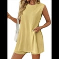 thumbnail image 1 of Conjunto de Dos Piezas de Suéter y Pantalones Cortos A Juego para Mujer, Ropa de Verano para Viajes y Vacaciones, Sin Mangas, de Punto. Amarillo M, 1 of 8