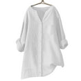 thumbnail image 5 of Linen Shirt For Women Breathable Tops Loose Crewneck Tops Womens Daily T Shirts Summer Shirts For Women 2025 Summer Dresses for Women Casual Outfits, 5 of 5