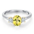 thumbnail image 3 of Gem Stone King 10K Two Tone Gold Canary Mystic Topaz and White Moissanite Engagement Ring for Women | 1.12 Cttw | Oval 7X5MM | Gemstone November Birthstone | Size 6, 3 of 7