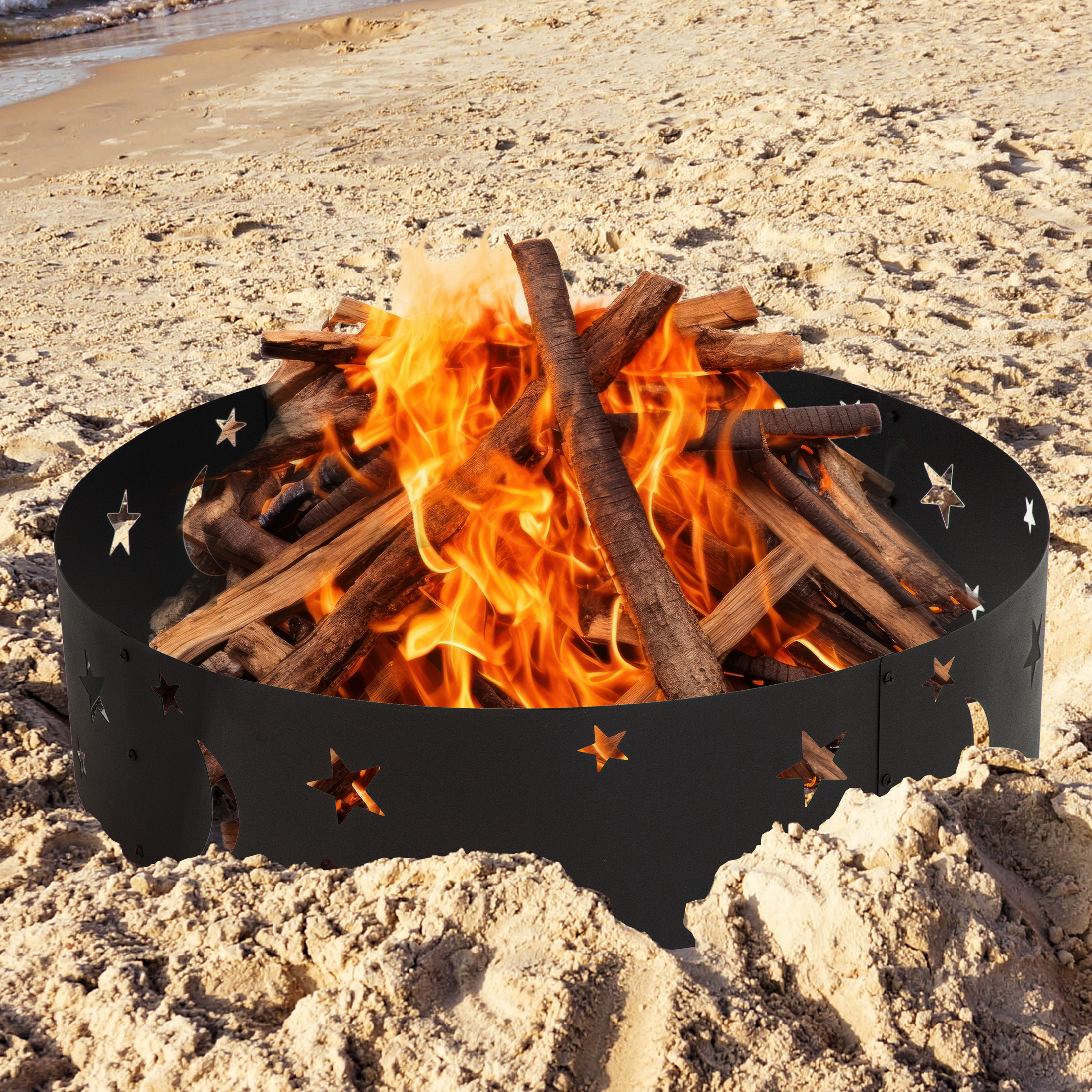 Sunnydaze Big Sky 36" Round Steel Die-Cut Fire Pit Ring