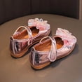 thumbnail image 5 of ASFGIMUJ Girls Sandals Bow And Rhinestone Decoration Fashionable New Pattern Cute And Comfortable Flat Bottom Hook Loop Princess Shoes,Size 3 Years-3.5 Years, 5 of 9