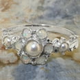 thumbnail image 5 of LBG British Made 9k White Gold Cultured Pearl & Opal Womens Statement Ring - 33 size options - Size 9.25, 5 of 7