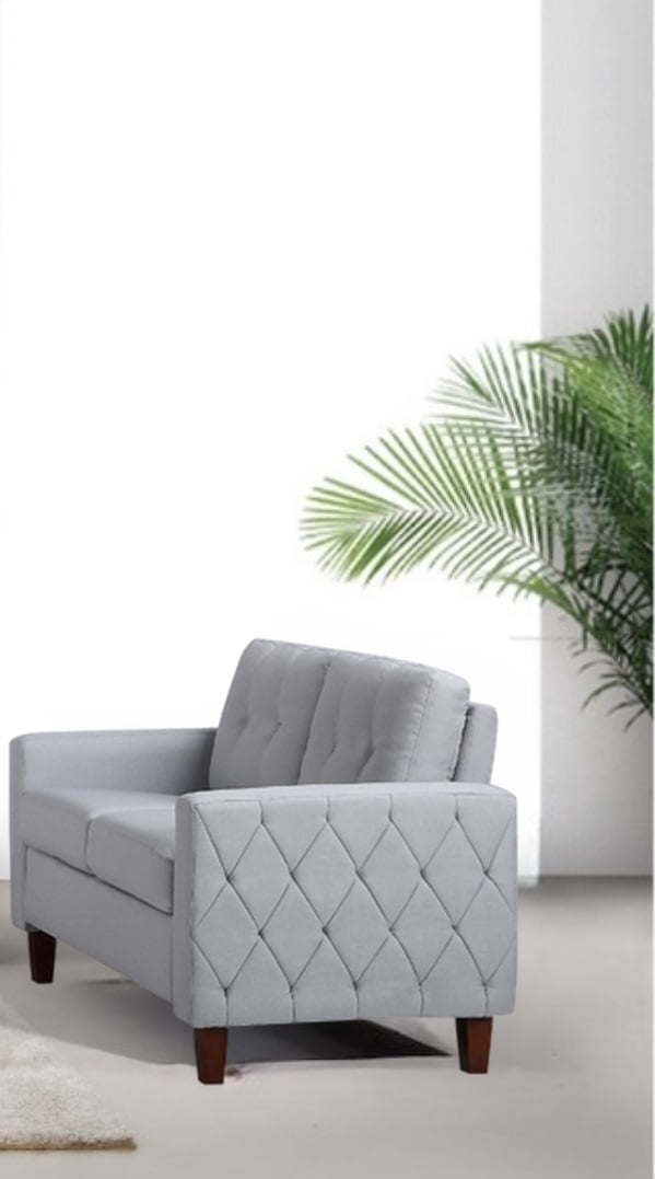 Uspridefurniture Celestia 54.53'' Linen Square Arm Loveseat,Light Gray