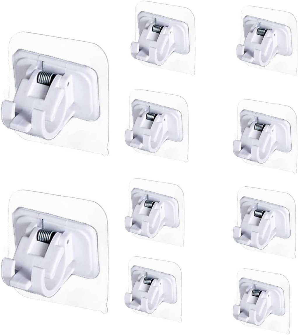 10 Pcs Self Adhesive Curtain Rod Bracket,No Drill Rod Holder Wall