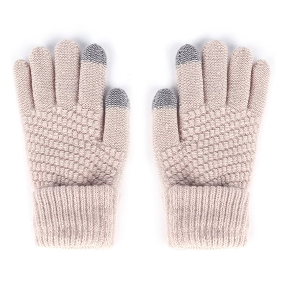 Grofry Women Gloves,1 Pair Winter Men Knitting Touch-screen Non-slip Gloves Warmer Mittens Khaki