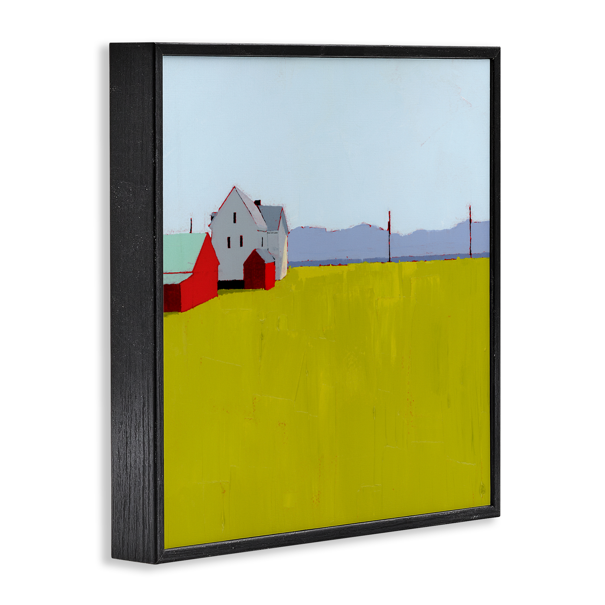 Farmhouse & Shed Landscape Black Framed Giclee Art, design by Ruth LaGue