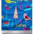 thumbnail image 1 of Soimoi Blue Poly Georgette Fabric Text & Bird Artistic Decor Fabric Printed Yard 52 Inch Wide, 1 of 5