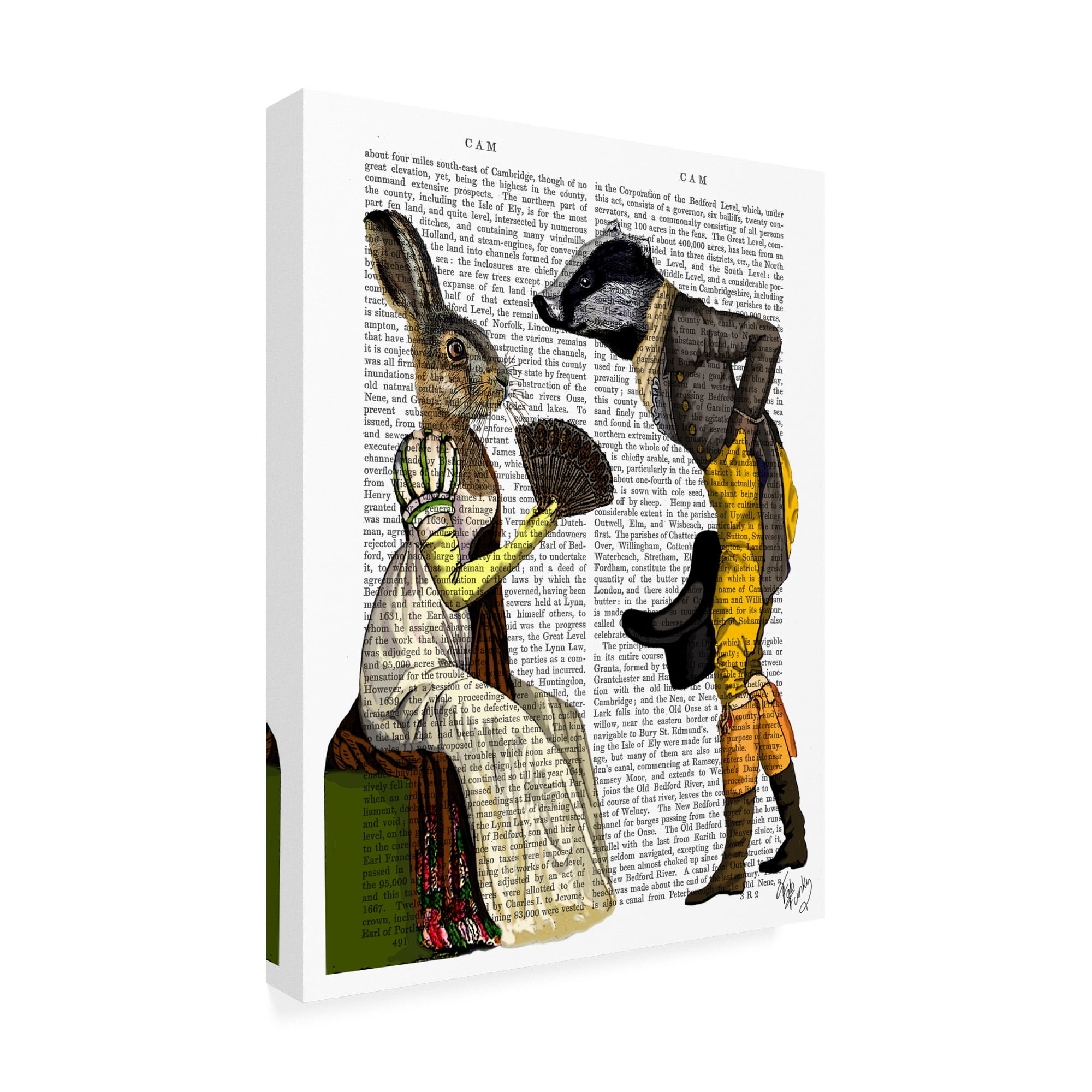 Trademark Fine Art 'Look Of Love, Regency Badger And Hare Couple' Canvas Art by Fab Funky
