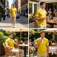 thumbnail image 6 of UDAUDU Men's Casual Short Sleeve Polo Shirts Cotton Stretch Collar Tee Breathable Soft Summer Vacation Golf Shirts S, 6 of 8