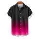 thumbnail image 4 of Blusa y camisa de manga corta con cuello vuelto para hombre, blusa informal de moda con cuello vuelto, estampado degradado, camisa de manga corta con botones, blusa de poliéster para hombre, 4 of 6
