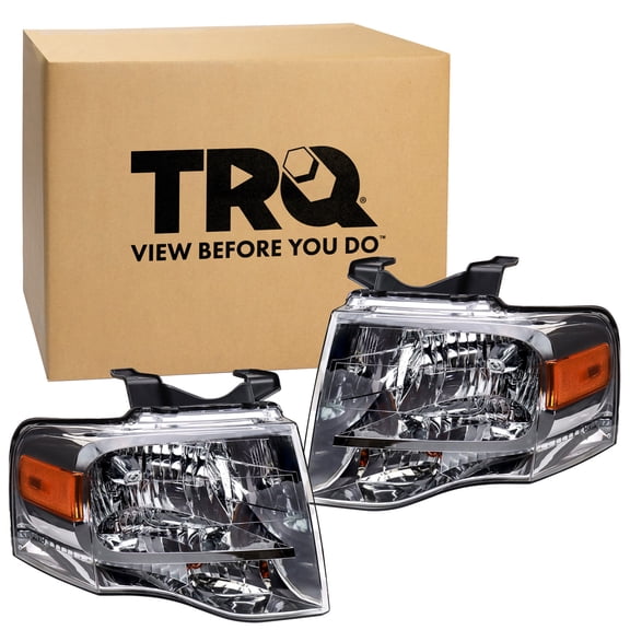TRQ Headlight Assembly Set FO2502226 FO2503226 Fits 2007-2014 Ford Expedition