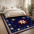 thumbnail image 3 of ODIKA 8'x10' Ultra-Soft Area Rug, July Independence Fourth Starburst Patriotic Stripe Reinforced None Washable, Bare feet friendly, Silk-Touch for Bedroom, Under Sectional, 3 of 7