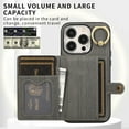 thumbnail image 2 of For Iphone 15 Brushed Texture Wallet Ring Holder Phone Case(Grey), iPhone 13, 2 of 7