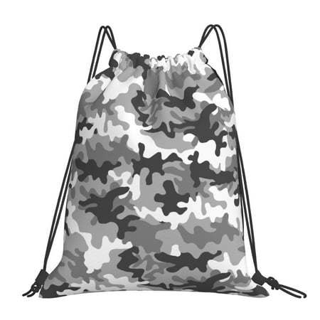 Urban Camo Drawstring Backpack for School Sport Beach Yoga Water Resistant Gym Bag for Women Men