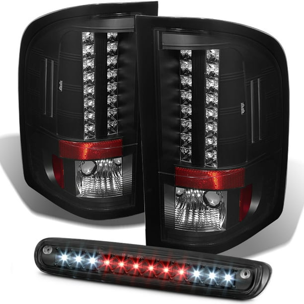 Fits 2007 2014 Chevy Silverado Black Led Tail Lights 3rd Brake Light Set Walmart Com Walmart Com