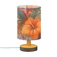 thumbnail image 2 of Lily Flowers Orange Bedside Table Lamp LED Warm Lights with USB Charging Port Retro Cylinder Desk Lamps, 2 of 7