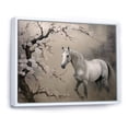 thumbnail image 2 of Designart "Horse Grey Asian Painting II" Animals Floater Framed Wall Art Print, 2 of 7