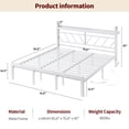 thumbnail image 3 of EnHomee King Size Metal Bed Frame with Headboard Metal Platform Bed Frame with Storage Platform Metal Bed Frame King with LED Lights, Noise Free, White, 3 of 8