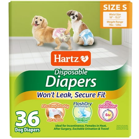 UPC: 0032700112424 | Hartz Disposable Dog Diapers for Female and Male Dogs or Puppies | Superior Leak Proof Protection | Size S | Pack of 36