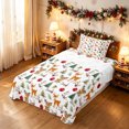 thumbnail image 3 of Manfei Christmas Moose Twin Sheets, Cartoon Winter Tree Bedding, White Tan, 3-Piece, 1 Flat Sheet, 1 Fitted Sheet and 1 Pillowcase, 3 of 6