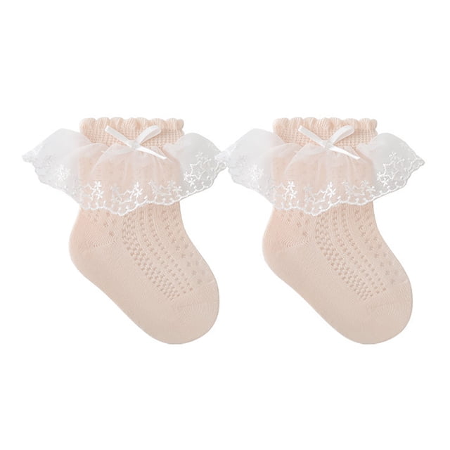 TZEWGL Comfortable Baby Socks For Girls Boys Soft Double Layer Lace Ruched Trim Everyday Wear For Infants Toddlers size2-3T
