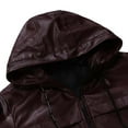 thumbnail image 4 of HAPIMO Men's Flight Large Size Leather Jacket Clip Cotton Jacket With Long Zipper Cuffs Hooded Jacket Fashion Casual Long Sleeve Work Outwear Holiday Wine XXXXL, 4 of 8