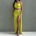 thumbnail image 2 of SRZYMJ Women's 2 Piece Dress Sexy Strapless Crop Top High Slit Skirt Bodycon Maxi Long Skirt Suit Night Out Dress Sets, 2 of 6