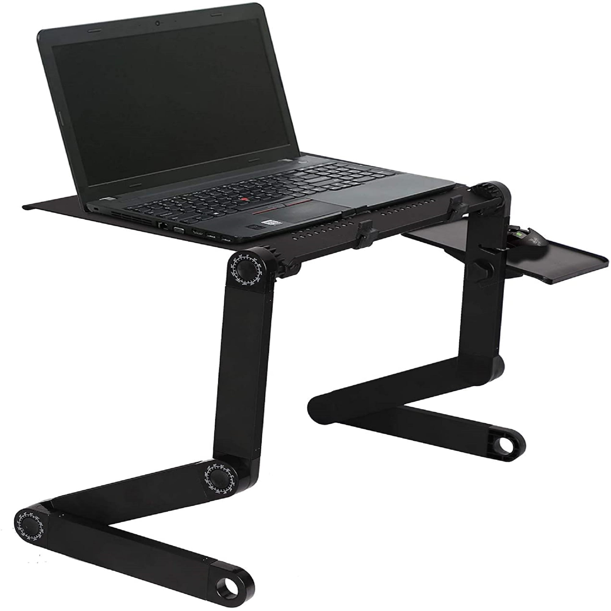 Computer Radiator Bracket Folding Laptop Table Lap Desk Computer Tray Stand Bracket with Radiator Cooling Fan Silver