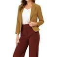 thumbnail image 4 of CHAQUETA BLAZER DE MUJER INSPIRE CHIC, ABIERTO, PARA TRABAJO, VERANO, CORTA, COLOR CAQUI OSCURO, TALLA 3XL, 4 of 6
