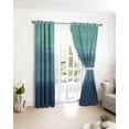thumbnail image 3 of Teal Blue Ombre Blackout Curtains for Bedroom/Living Room, Thermal Insulated Kitchen Curtains, Modern Abstract Art Texture Grommet Darkening Window Treatment Drapes 52"x72"x2, 3 of 8