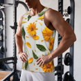 thumbnail image 5 of Logiee Sunny Yellow SunFlower Print Men's Workout Tank Top,Quick Dry Workout Tank Top,Gym Muscle Tee,Fitness Bodybuilding Sleeveless T Shirt-X-Large, 5 of 7