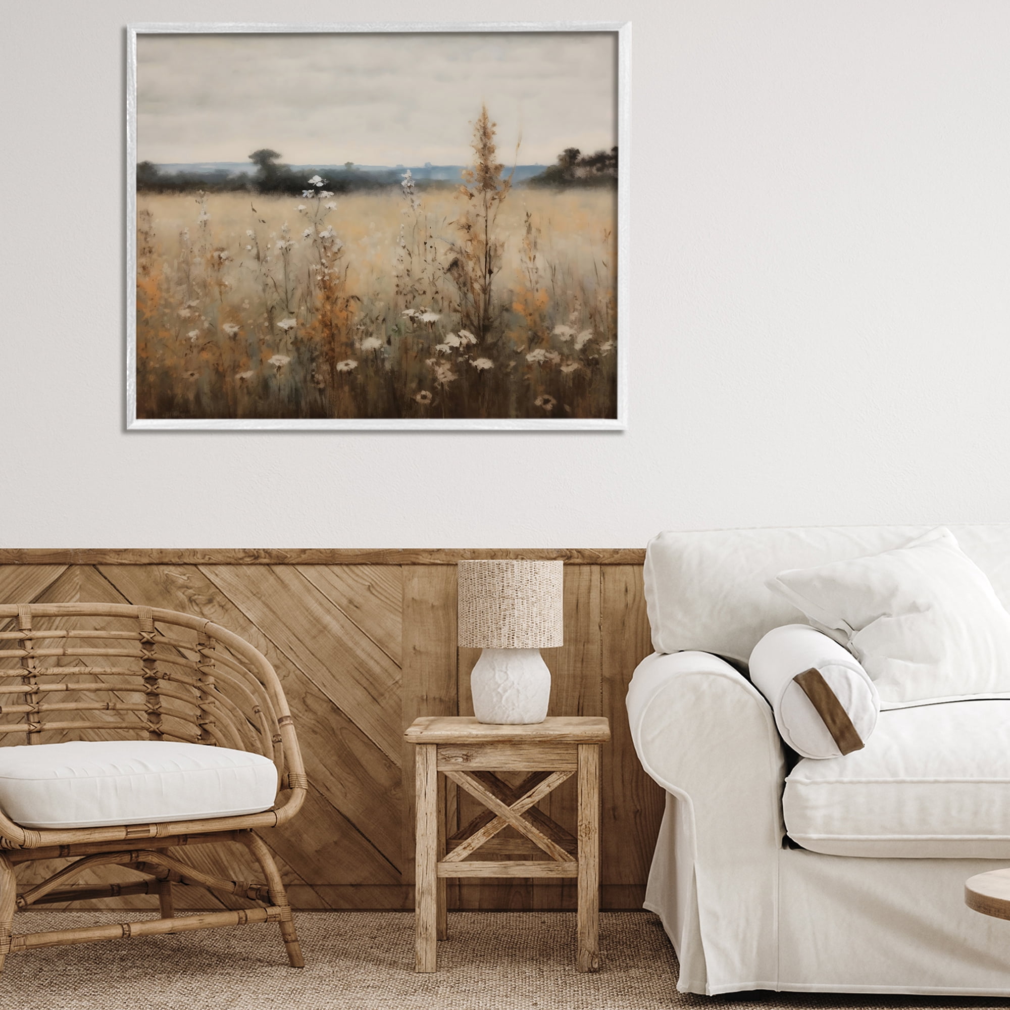 Stupell Industries Country Wildflowers in Misty Meadow White Framed Giclee Art, design by Creative Studio